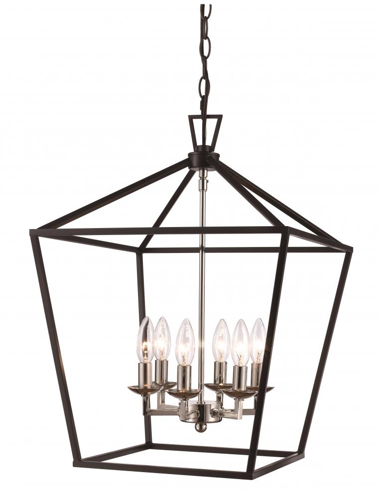 6LT PENDANT-BIRD CAGE-PC/BK